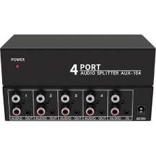 HiCOZZIE Audio-Splitter, 1 Eingang, 4 Ausgänge, RCA L/R, AUX-Splitter, Stereo, 1 x 4, Audio-Splitter, für PC, DVD, Splitter, EU-Stecker, einfach zu bedienen