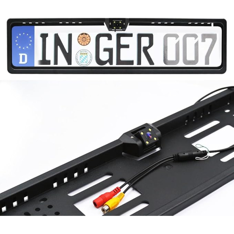 Ezonetronics 170 ° HD Auto Rear View Rückfahrkamera Europäischer Nummernschildrahmen Kfz-Kennzeichen-Kamera mit 4 LED Night Vision