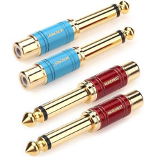 MOBOREST 6,35 mm vyriškos ir RCA moteriškos lyties gryno vario spalvoto adapterio jungtis (2blue-2red)