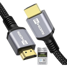 Anhuicco HDMI 2.1 kabelis 4K 8K HDR Sertifikuotas 4 metrai 48Gbps 8K 10K 60Hz 4K 144Hz 2K 240Hz ALLM VRR FreeSync Dolby ARC eARC HDR10+ HDCP 2.3 Palaiko PS 5 Soundbar Real 8K TV