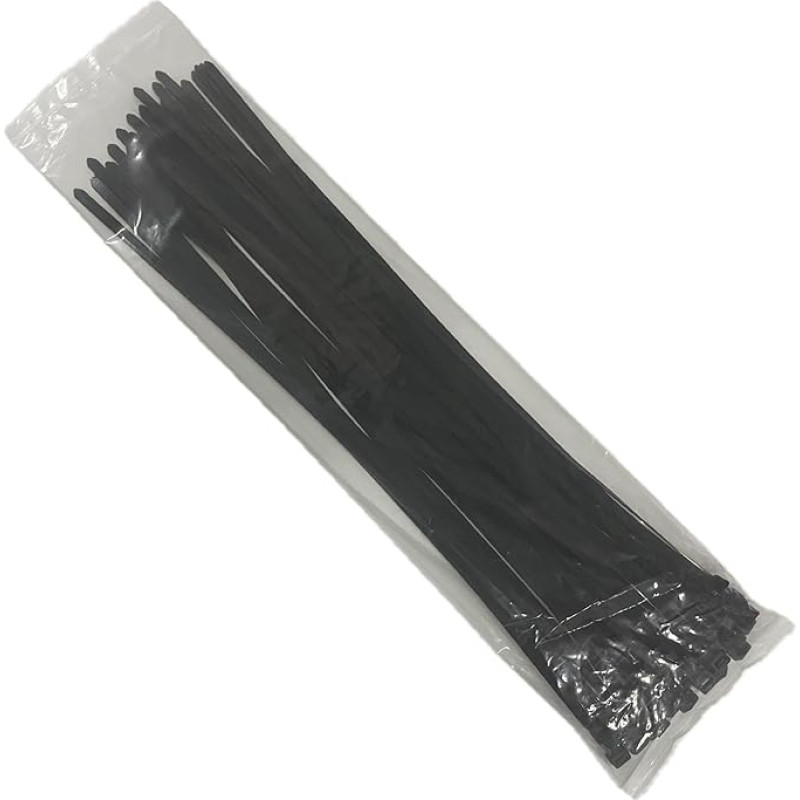 EzySup Kabelbinder Groß,Extra Stark,300mm x 7,6mm,Zugfestigkeit 55 kg (200, Schwarz)