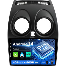 SXAUTO Android 12 IPS automobilinis radijas Nissan Qashqai J10 (2006-2015) - Integruotas Carplay/Android Car/DSP - LED kamera + MIC - 4G + 64G - DAB 360-CAM vairo valdymas Fast Boot WiFi AHD - 2 DIN 9