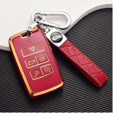 ontto TPU automobilio rakto dėklas, tinkamas Land Rover Defender Discovery 5 Range Rover Velar Evoque Jaguar XE XF XJ F-Type automobilio nuotolinio valdymo pultelio dangtelis Key Fob Key Case Key Box Red