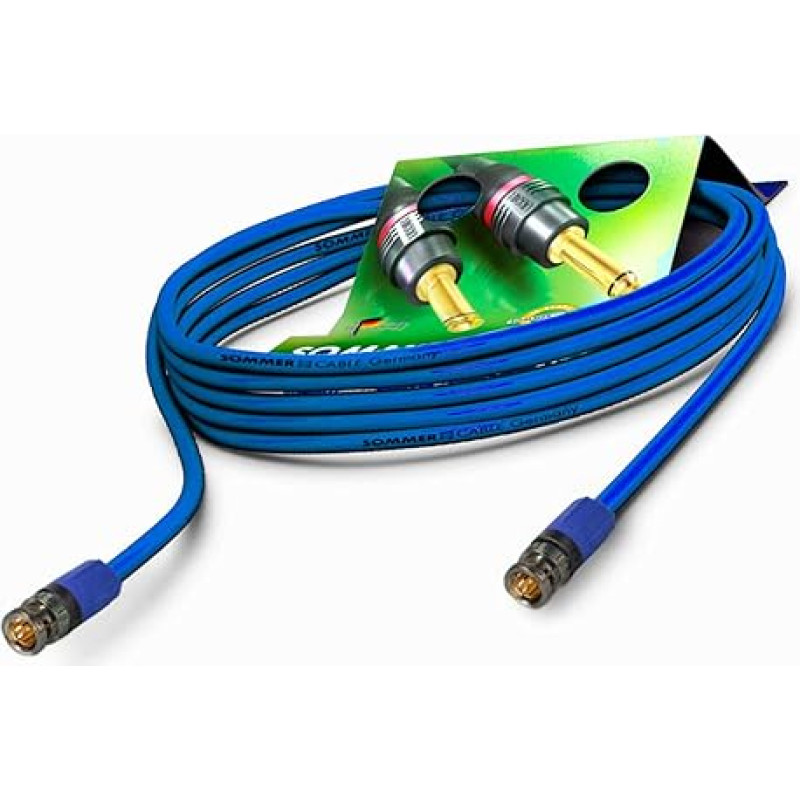 SommerCable 5 m 12G 6G 3G SDI vaizdo kabelis 4K 6K UHD HD-SDI (HDTV) SC-Vector 0.8/3.7 1 x 0.80 mm² mėlynas - BNC kištukas NEUTRIK - VTGX-0500-BL-BL - 500 cm 16.40 ft