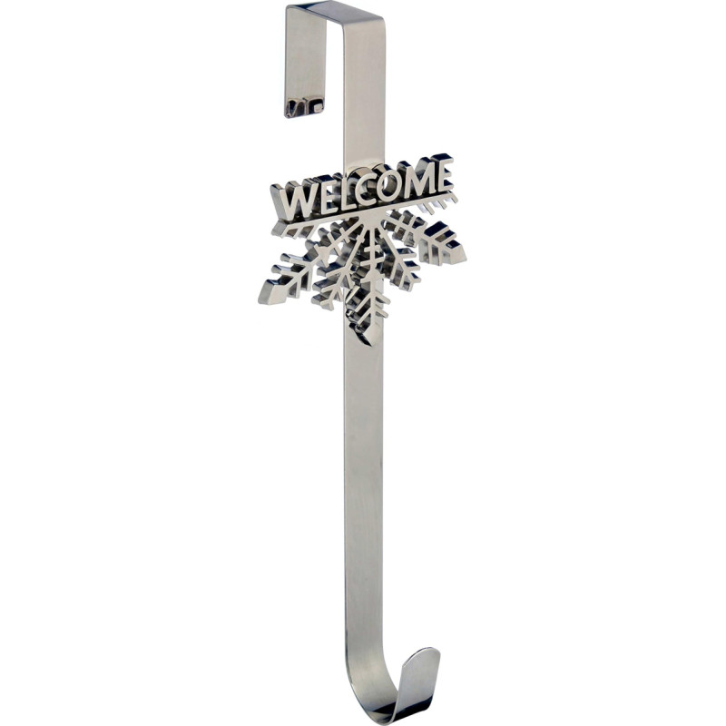 WeRChristmas Weihnachtsdekoration Willkommen Schneeflocke Kranz Tür Haken, 37 cm – Silber