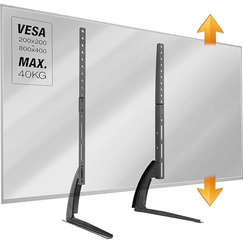 RICOO Universal Standfuß Fernseher - TV Ständer Höhenverstellbar FS502 TV stovas Fernseher Standfuss für 30-65 Zoll bis 40 kg max. VESA 800x400, TV Bodenständer - TV Standfuss Stabiler Stahl