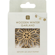 Kalbėjimo stalai FOREST-GARLAND Kalėdinė medinė sniego girlianda 2 m ekologiška kaimiško šiaurietiško stiliaus daugkartinio naudojimo