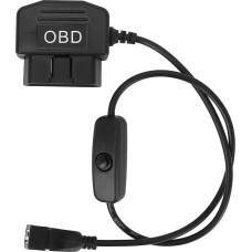 16 kontaktų OBD maitinimo kabelis prietaisų kamerai, OBD į mini USB OBDII adapterį Kietasis įkrovimo kabelis 24 valandų stebėjimo ir Acc režimas su perjungimo mygtuku 8,9 colio universalus prievado įkroviklis