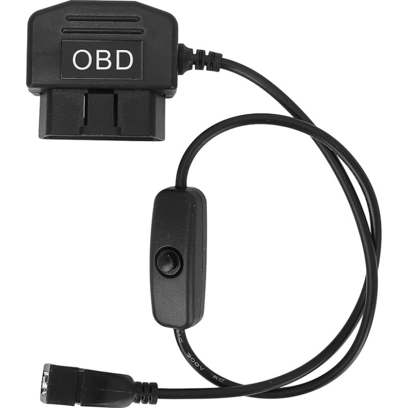 16 kontaktų OBD maitinimo kabelis prietaisų kamerai, OBD į mini USB OBDII adapterį Kietasis įkrovimo kabelis 24 valandų stebėjimo ir Acc režimas su perjungimo mygtuku 8,9 colio universalus prievado įkroviklis