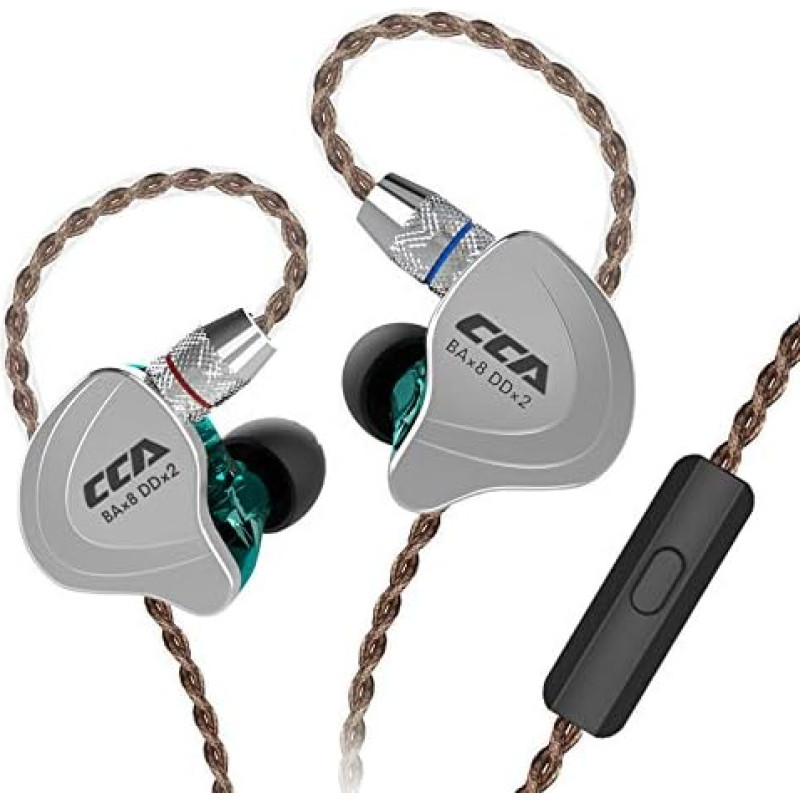 CCA C10 Hybrid Driver In Ear ausinės, HiFi stereo ausinės, galingi bosai, sportinės ausinės su ergonomišku patogiu dizainu, skirtos žaidimams, muzikai, šou, scenai