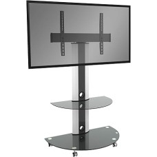 RICOO TV Ständer Rollbar Höhenverstellbar für 30-55 Zoll - Universal TV Ständer mit Rollen FS0502 - TV stovas - TV Standfuss Fernseher Standfuss bis 30 Kg, max. VESA 600x400 mm TV Ständer 55 Zoll