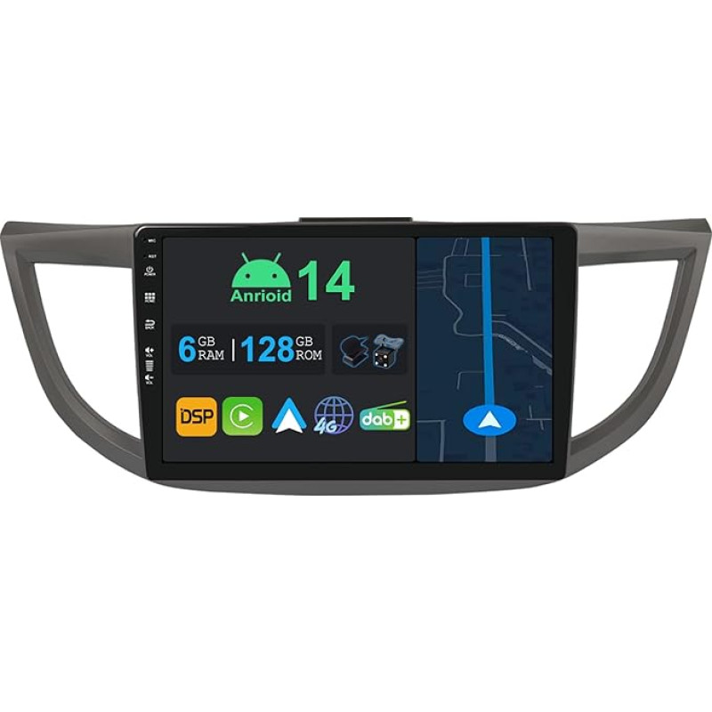 YUNTX 10,1 colio Android 144 automobilinis radijas su navigacija Honda CRV 2012-2016 | Octa Core | 6GB 128GB | Integruotas 4G LTE | CarPlay ir Android Car | DSP | DAB | QLED | Dual Band WiFi | Bluetooth 5.0