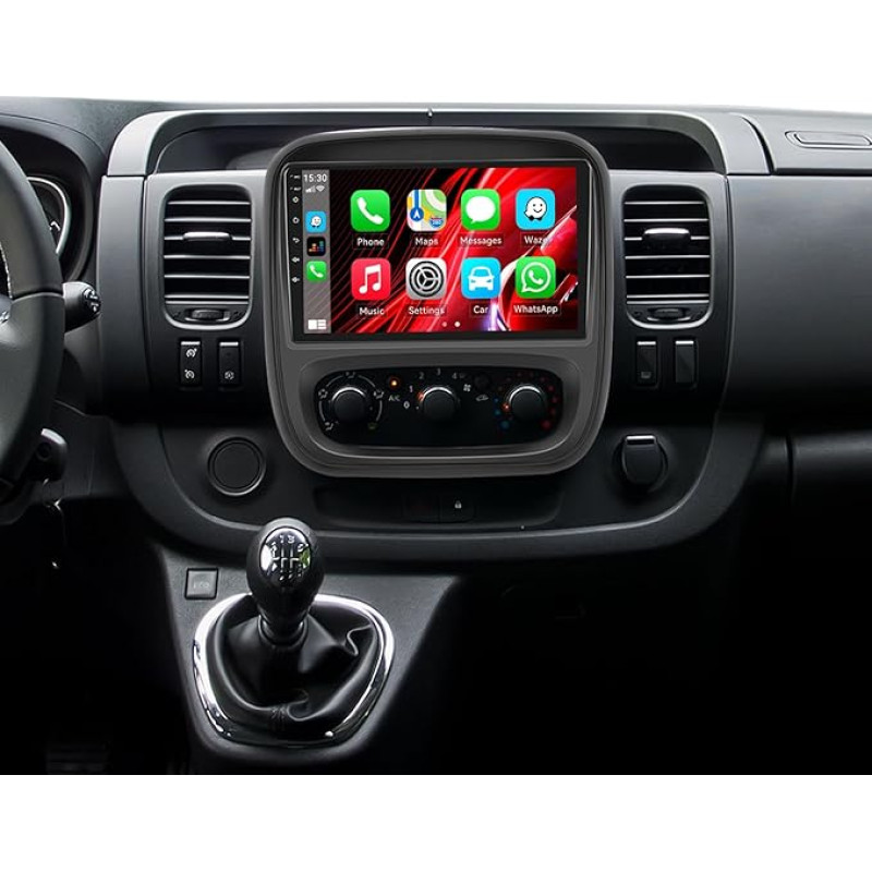 SIXWIN 2+64G Android 13 automobilinis radijas Opel Vivaro B/Renault Trafic/Fiat Talento/Nissan NV300 su Carplay/Android Car/Mirrorlink, 9 colių talpinis jutiklinis ekranas palaiko WiFi/GPS/FM/Bluetooth/SWC