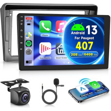 2G + 64G Wireless Carplay Android 13 Automobilinis radijas 2 DIN Peugeot 407 2004-2011 9 colių automobilinis radijas su Android automobiline navigacija GPS WiFi Mirror Link Bluetooth FM/RDS DAB/OBD/DVR/Steering Wheel Control