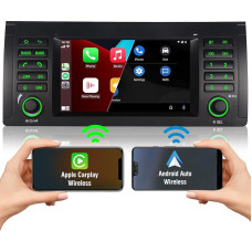 Automobilinis radijas Carplay BMW E39 E53 M5 X5 5 serijos radijo imtuvas suderinamas su belaidžiu Carplay Navi Android automobiliniu radijo imtuvu su Bluetooth DSP EQ žemų dažnių garsiakalbiu vairo valdymu USB AM FM RDS radijas 7 colių ekranas