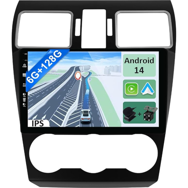 YUNTX [6GB+128GB] Android 14 Autoradio für Subaru Forester/XV/WRX 2013-2018-[Integriertes CarPlay/Android Auto/DSP/GPS]-9 Zoll IPS Screen-DAB/Mirror Link/Bluetooth 5.0/AHD/360 Kamera