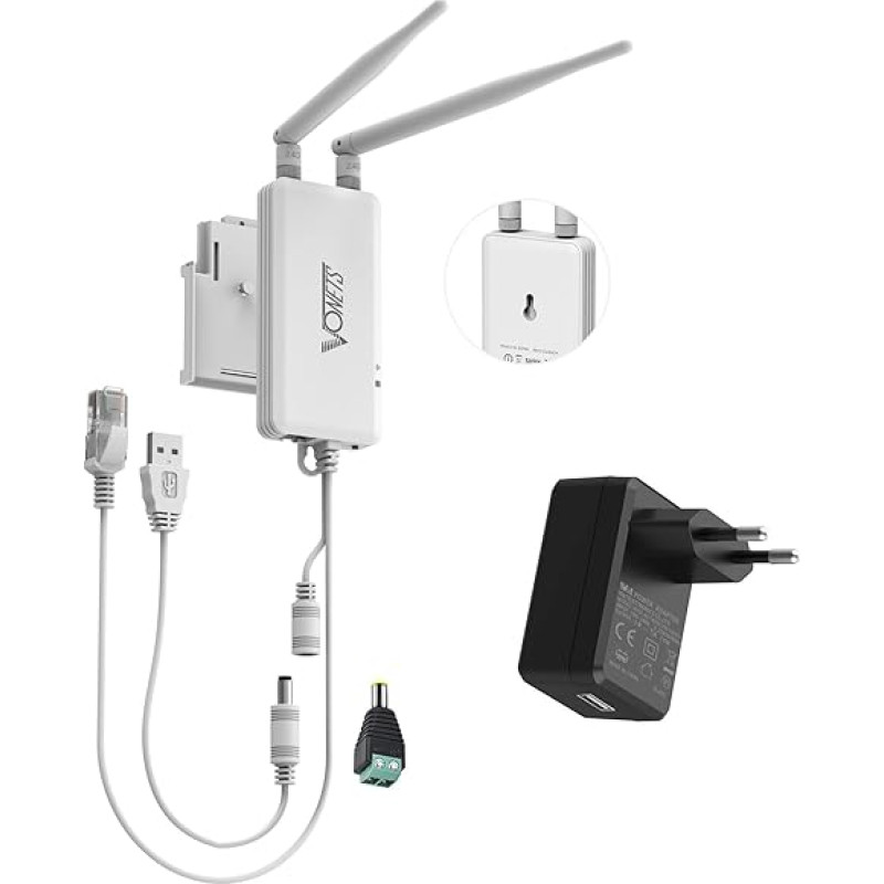 VONETS Pramoninis 2,4 GHz WLAN tiltas Ethernet WiFi maršrutizatorius Belaidis kartotuvas WiFi Hotspot signalo stiprintuvas 2 RJ45 prievadai DVR PLC tinklo įrenginiams su 5V/2A USB maitinimo adapteriu VAP11S