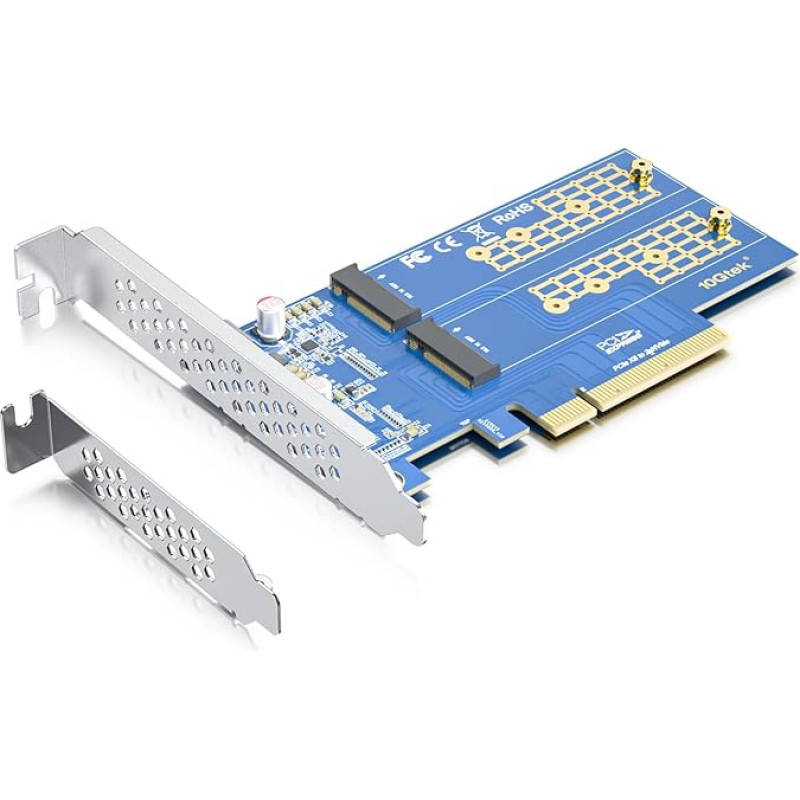 PCIe 3.0 į NVMe (2) M.2 adapteris M.2 (M raktas) SSD, PCIe X8, reikalingas motininės plokštės BIOS palaikymas