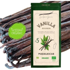 La Noire Gourmet Organic Bourbon Vanilla Pods Origin Madagascar Size XL 17-19 cm Pack of 5 Authentic and Exquisite Taste! Resealable Fresh Zip Bag