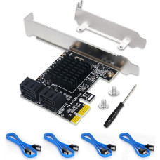 SATA kortelė, PCIe SATA kortelė, 4 prievadai su 4 SATA kabeliais, SATA 3.0 valdiklio išplėtimo kortelė