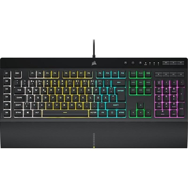 CORSAIR K55 RGB PRO Wired Membrane Gaming Keyboard (Dynamic RGB Backlight, 6 Macro Keys with Elgato Software Integration, IP42 Dust and Splash Protection), QWERTZ, Black.