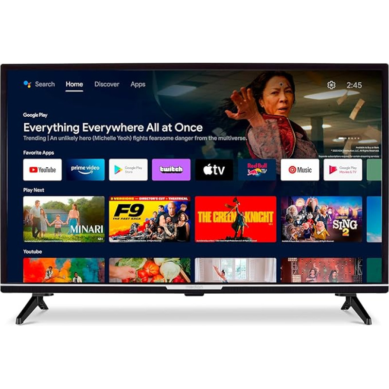 MEDION P13242 (MD 30042) 80 cm (32 Inch) 1080p Full HD TV (Android TV, Smart TV, HDR, Netflix, Prime Video, PVR, Bluetooth, Google Chromecast & Assistant)