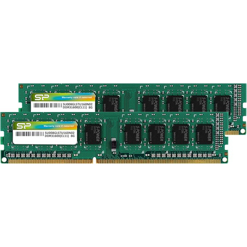 Silicon Power DDR3 16GB (2 x 8GB) 1600MHz (PC3 12800) 240-pin CL11 1.35V Unbuffered UDIMM PC kompiuterio stalinio kompiuterio atminties modulis RAM atnaujinimas