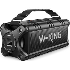 W-KING 50W (70W Piek) Bluetooth Speaker Waterproof 24 Hours Running Time, 8000 mAh Power Bank, 30 Metre Range Portable Bluetooth Speaker Box Speaker Music Box with TWS/NFC, D8, All black