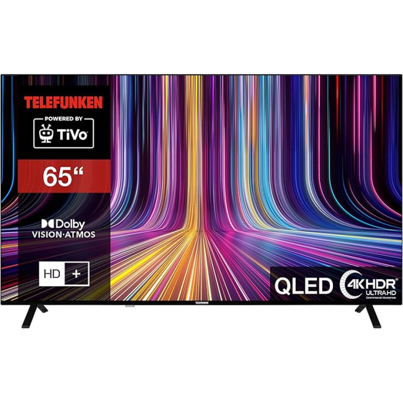 Telefunken QLED TV 65 Inch Smart TV Powered by TiVo (4K UHD, HDR Dolby Vision, Dolby Atmos, Triple Tuner, 6 Months HD+ Included) QU65TO750S