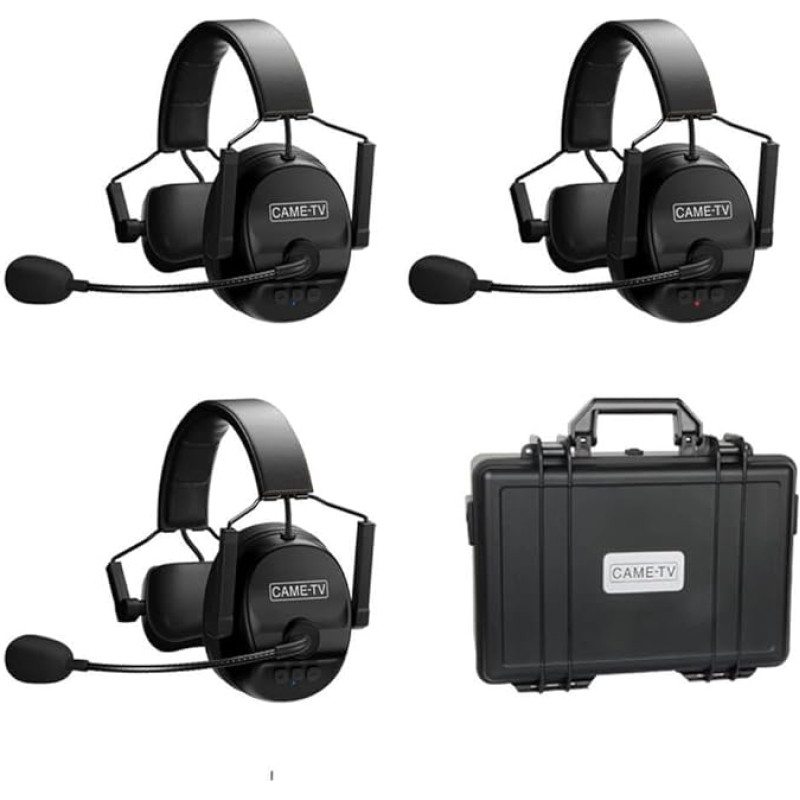 Came-TV 3-Pack Kuminik8 Wireless Intercom Headset Full Duplex Intercom Communication System Distance up to 1500 Feet with Microphone ENR Noise Cancelling and Mute Function