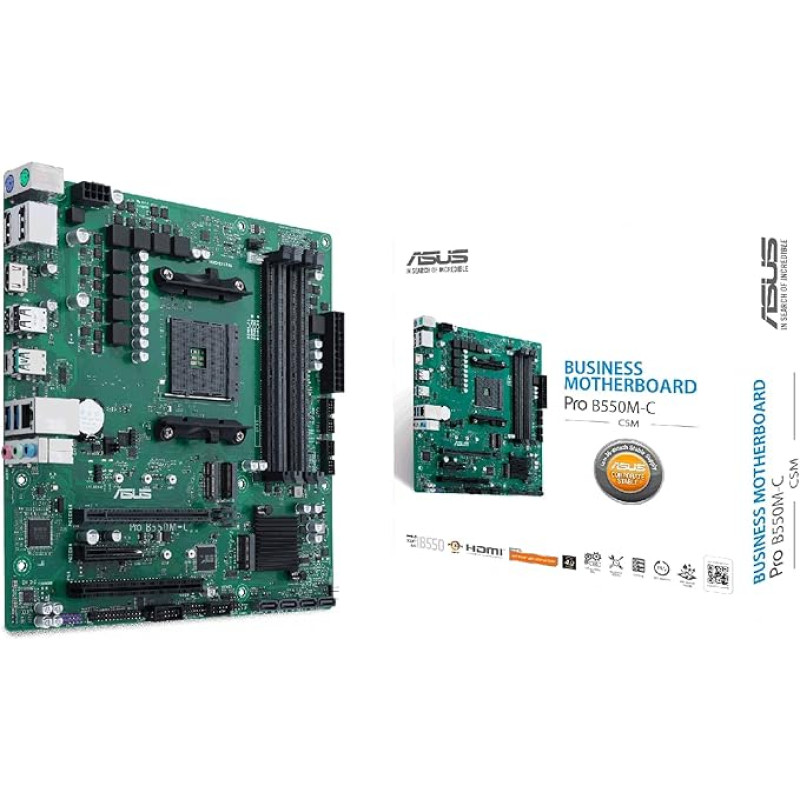 ASUS PRO B550M-C/CSM Business Motherboard Socket AM4 (AMD B550, Ryzen AM4, Micro-ATX, 2x M.2, PCIe 4.0, 1Gbit/s Ethernet, USB 3.2 Gen 2 Type C)