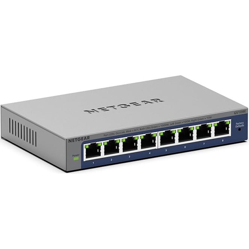 NETGEAR 8-Port Gigabit Ethernet Plus Switch (GS108E): Managed, Desktop or Wall Mount and Lifetime Limited Warranty