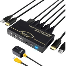 4K 60Hz HDMI KVM jungiklis 2PC 1 monitorius, 2 prievadų dėžutė USB HDMI KVM jungiklis su 2 HDMI kabeliais ir USB kabeliais