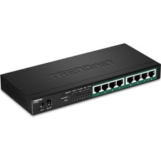 TRENDnet TPE-TG84 Gigabit PoE+ komutatorius su 8 prievadais, 120 W PoE maitinimo biudžetas, 16 Gb/s komutavimo pajėgumas, QoS IEEE 802.1p palaiko DSCP Pass-Through be ventiliatoriaus, juodas