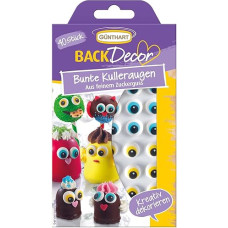 Günthart BackDecor 40 Colourful Sugar Googly Eyes Coloured Googly Eyes Sugar Decoration Various Uses Yellow Blue Pack of 1 (1 x 19 g)