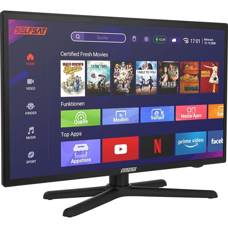 SELFSAT Smart LED TV 1222 (55 cm / 22 inches) incl. DVB-S2/C/T2 HD Tuner with WLAN and Bluetooth