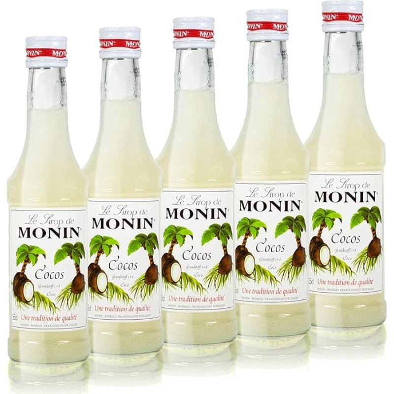 5 x Monin of coconut syrup, 250 ml bottle