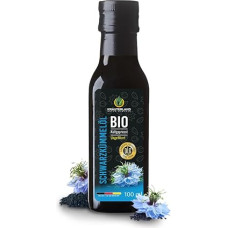 Kräuterland Bio Schwarzkümmelöl 100ml, UNGEFILTERT, kaltgepresst, 100% Nigella Sativa, ohne Zusatz von Aromen, ohne Frabstoffe, ohne Konservierungsstoffe - direkt aus unserer hessischen Ölmühle