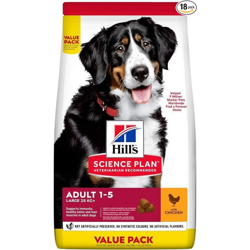 Hills''s Science Plan Canine Adult Health & Fitness sausas maistas didelėms veislėms su vištiena 18kg