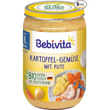 Bebivita Meniu nuo 8 mėn. bulvių daržovės su kalakutiena, 6 vnt. (6 x 220 g), vidutinio dydžio