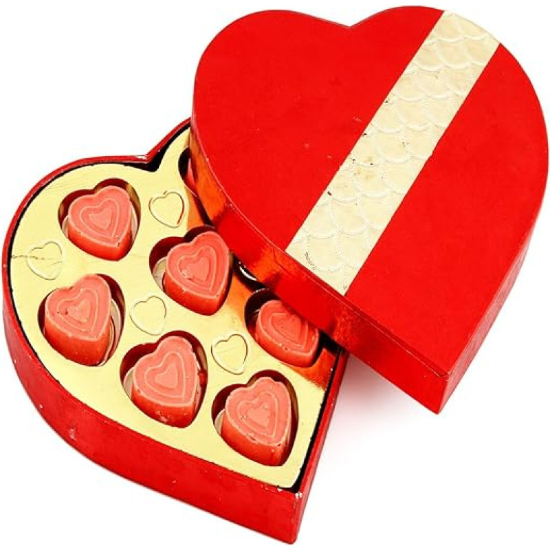 Ghasitaram Dovanos Šokoladas - Raudona ir auksinė braškių širdies šokolado dėžutė