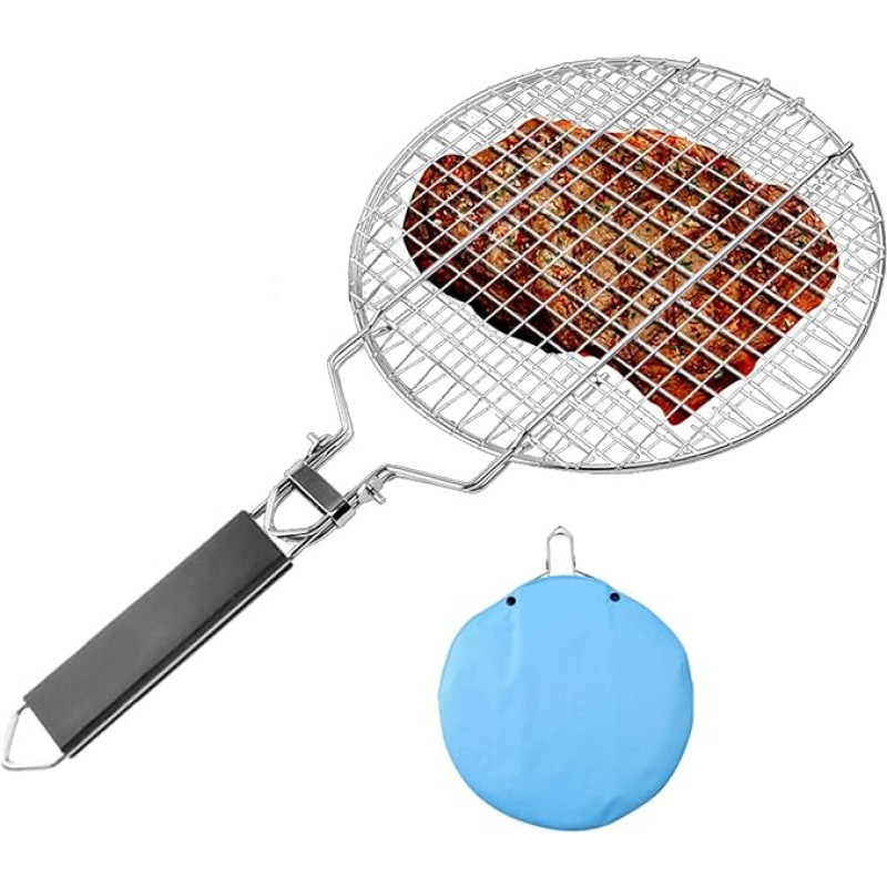 Grillkorb – Grillzubehör für Grill, Grillnetz, antihaftbeschichtet, runder Korb mit verschlüsseltem Gitter, für Gemüse, Fleisch, Brot und mehr