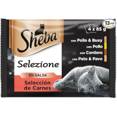 Sheba Selezione Wet Cat Food, Meat Selection in Sauce, Multipack (13 x 4 Bags x 85 g)