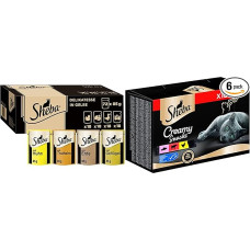 Sheba Delikatesse in Jelly, High-Quality Wet Cat Food with Fine Poultry Selection, 72 x 85 g Complete Food & Creamy Snacks - Creamy Cat Treat, Each with 6 x Chicken, Salmon (1 x 216 g)