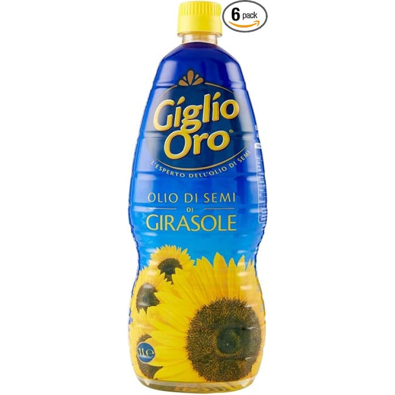 6x Carapelli Giglio oro girasole 1L saulėgrąžų aliejaus iš Italijos kepimo aliejus