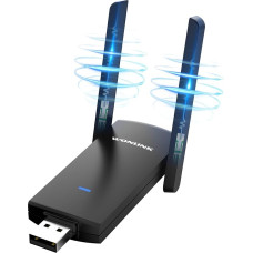 WONLINK USB WLAN atmintinė kompiuteriui, 1300 Mbps interneto WLAN atmintinė, USB WLAN adapteris, dviejų dažnių juostų su antena kompiuteriui, suderinama su Windows 11/10/8/8.1, Mac OS 10.9~10.15, integruota tvarkyklė