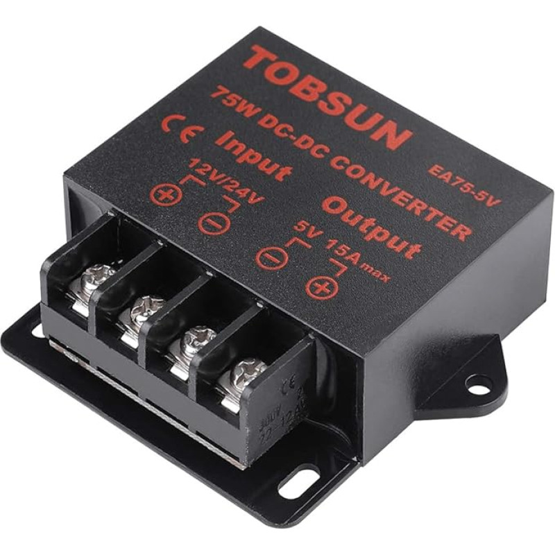 Nuolatinės srovės nuolatinės srovės DC-DC sumažinimo keitiklis SUPERNIGHT Down Supply DC 12V 24V į DC 5V 15A 75W keitiklis Maitinimo šaltinis žemyn Transformatorius DC Step Down keitiklis Juodas