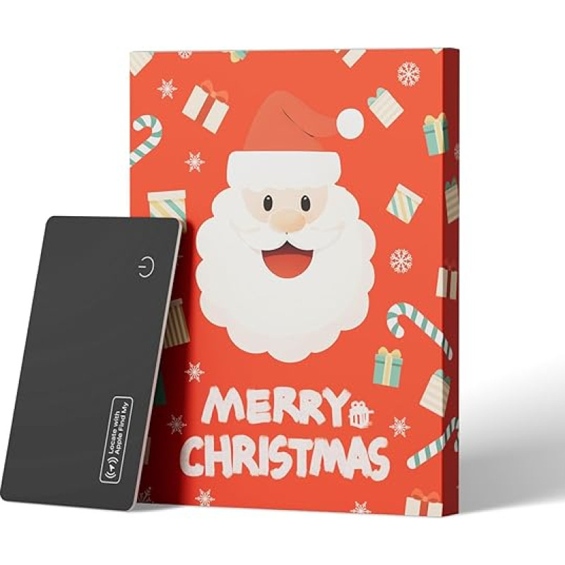 Thin Wallet Tracker Card, Rechargeable Wallet Tracker, IP67 Waterproof, Compatible with Apple Find My (iOS Only), for Wallets, Phone, Passports, Luggage Tracker (Christmas-1)