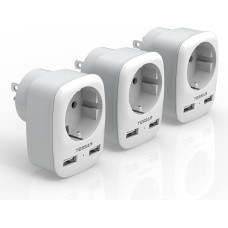 TESSAN 3 Pack Travel Adapter USA Adapter America Germany Plug with 2 USB USA Socket Adapter Travel Plug Power Adapter USA for Canada Thailand Mexico Wall Charger Charging Station Adapter USA