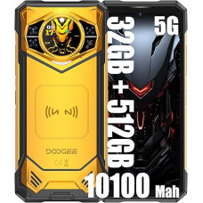 DOOGEE S200X 5G mobilieji telefonai be SIM blokavimo, 32GB + 512GB, 10100mAh/33W baterija, tvirtas 4G išmanusis telefonas be sutarties, 100MP + 20MP (Vision Nocturne) + 20MP, 